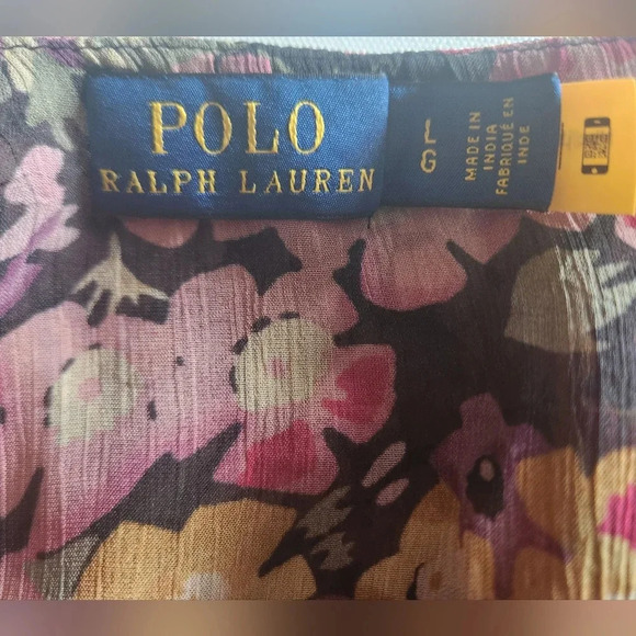NWOT LG Polo RL Floral Chiffon Wrap Blouse - Picture 5 of 5